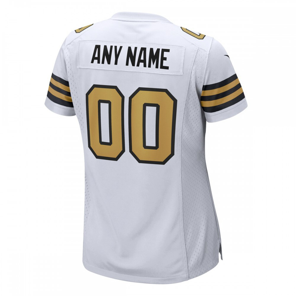 New Orleans Saints Nike Women's Alternate Custom Game Jersey - White-GridironStore